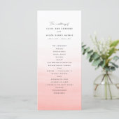 Corale waterverf bestemming bruiloft programmakaart (Staand voorkant)
