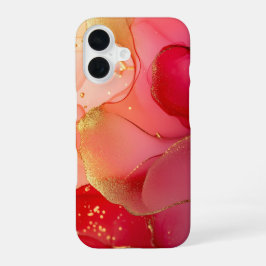 Coraline Éclat Luxe Koraalrood Aquarel Goud iPhone 16 Hoesje