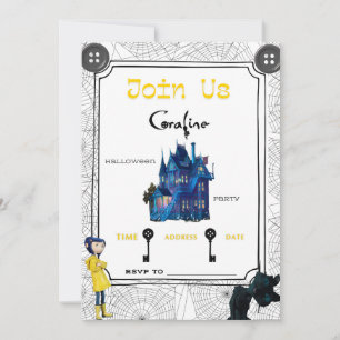 Coraline Uitnodigingen - Halloween Feest