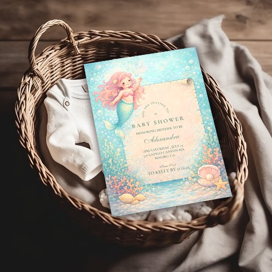 Corallight Zeemeermin Aandenken Baby Shower Kaart