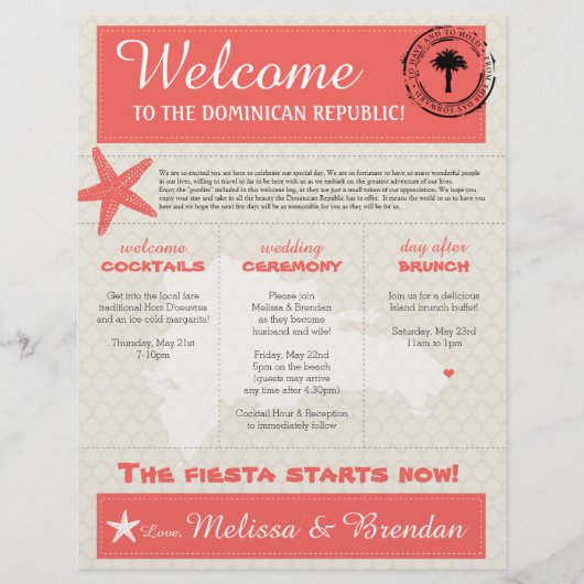 CoralWedding Welcome Letter for Dominican Republic (Voorkant)