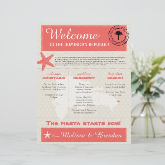 CoralWedding Welcome Letter for Dominican Republic (Staand voorkant)