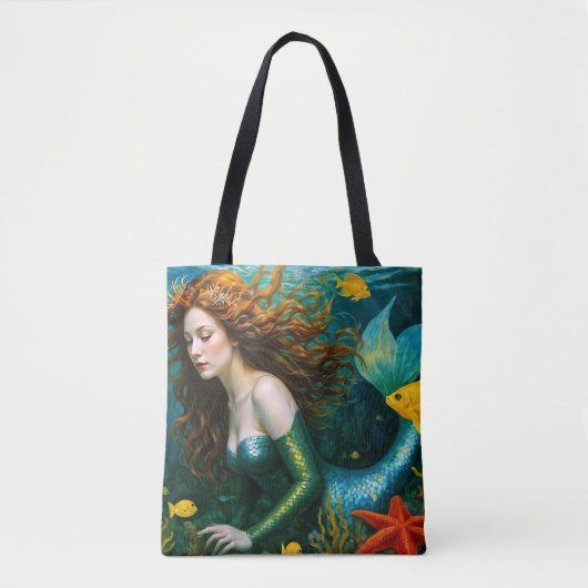 "Coralyn" - Mooie mystieke zeemeermin Tote Bag (Voorkant)