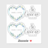 Corazón Flor Sí Quiero Español para Boda Sticker (Vel)