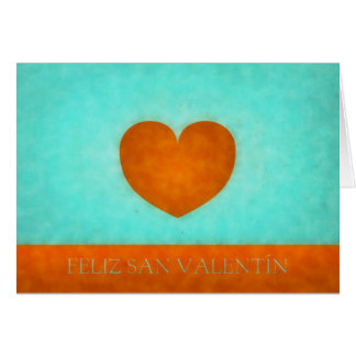 Corazón naranja acuarela Feliz San Valentín
