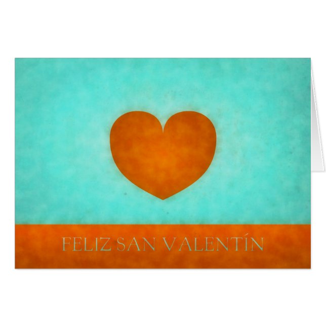 Corazón naranja acuarela Feliz San Valentín (Voorkant Horizontaal)