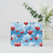 Corazones en cielo briefkaart (Staand voorkant)