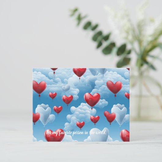 Corazones en cielo briefkaart (Staand voorkant)