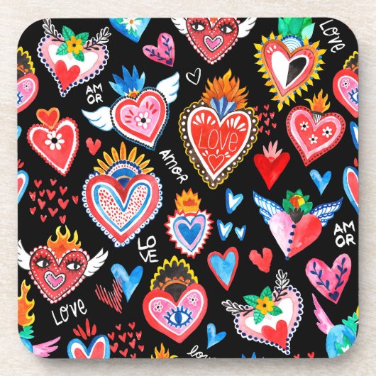 Corazones mexicanos bier onderzetter (Voorkant)