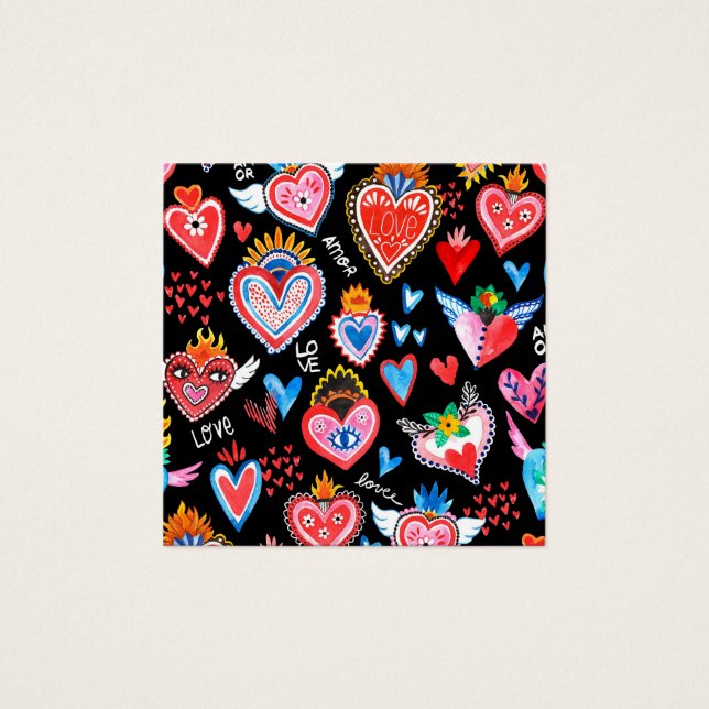 Corazones mexicanos vierkante visitekaartjes (Voorkant)