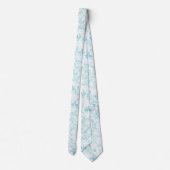 Corbata blanca con coral y hojas turquesa stropdas (Achterkant)