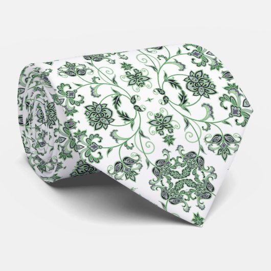 Corbata Blanca con decoración verde Stropdas (Opgerold)