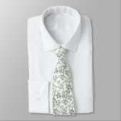 Corbata blanca elegante con hojas verdes stropdas (Gebonden)