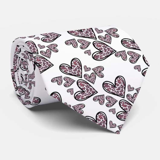Corbata de corazones con manchas de leopardo stropdas (Opgerold)