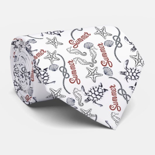 Corbata de verano con criaturas de mar stropdas (Opgerold)