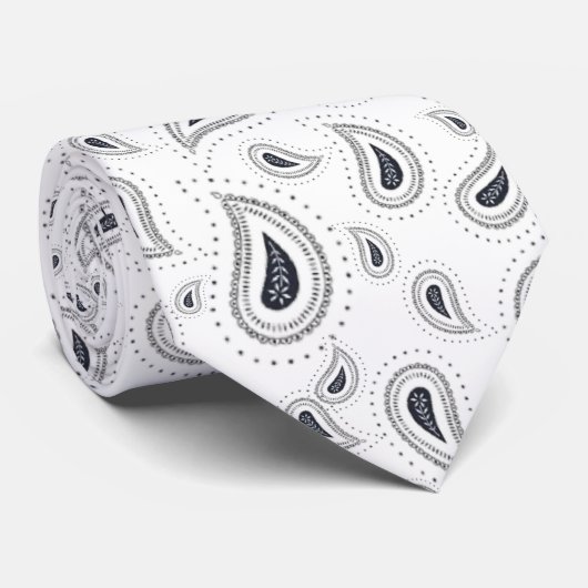 Corbata elegante blanco con azul oscuro stropdas (Opgerold)