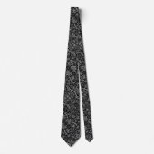 Corbata elegante negro con coral y hojas gris stropdas (Voorkant)