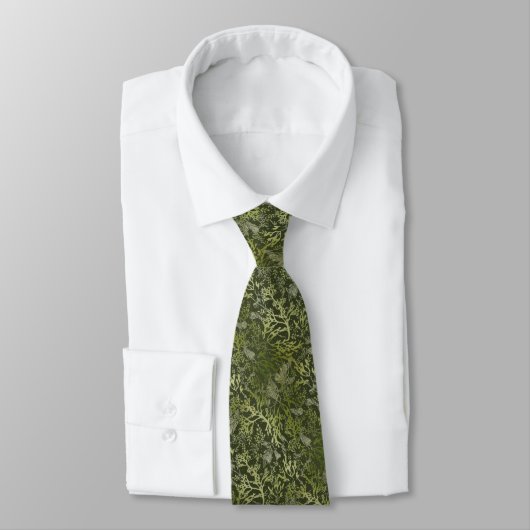 Corbata elegante verde con corales y hojas stropdas (Gebonden)