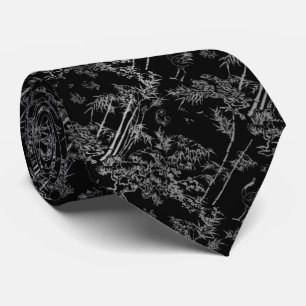 Corbata negra elegante con bambú gris stropdas