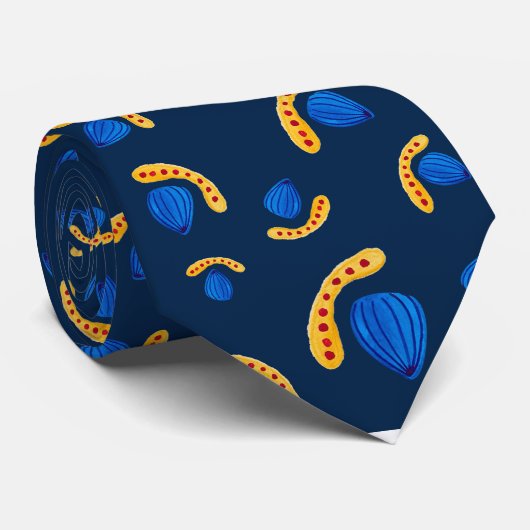 Corbata patrón pintado a mano azul navy stropdas (Opgerold)