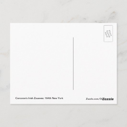 Corcoran Zouaves Briefkaart (Achterkant)