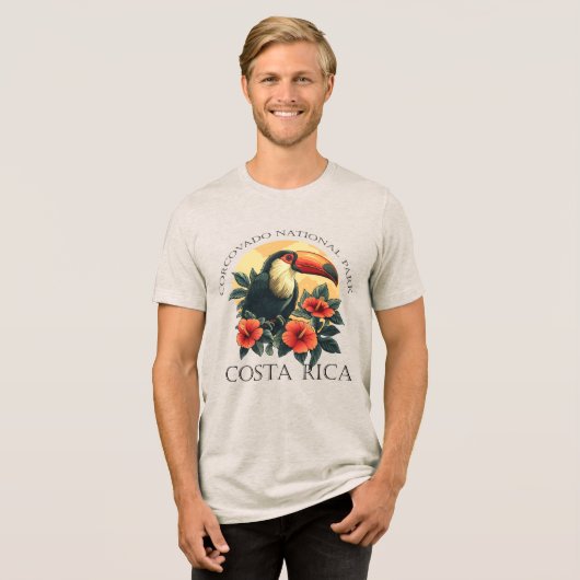 Corcovado Costa Rica Toucan Tri-Blend Shirt (Voorkant volledig)