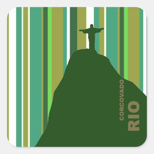 Corcovado Cristo Redentor Rio Brazilië Vierkante Sticker (Voorkant)