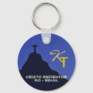 Corcovado, Rio, Brasil en initialen Sleutelhanger