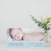 Corded Blue Baby Boy Fotoaankondiging Aankondiging (Staand voorkant)