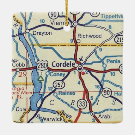 Cordele Georgia Keramisch Ornament (Achterkant)