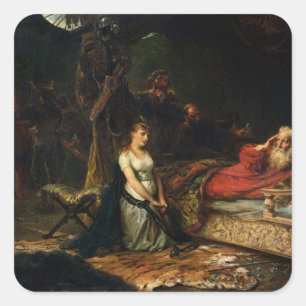 Cordelia en King Lear (olie op doek) Vierkante Sticker