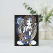 "Cordelia" Gothic Moon Oil Bird Angel Art Briefkaa Briefkaart (Staand voorkant)