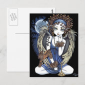 "Cordelia" Gothic Moon Oil Bird Angel Art Briefkaa Briefkaart (Voorkant / Achterkant)