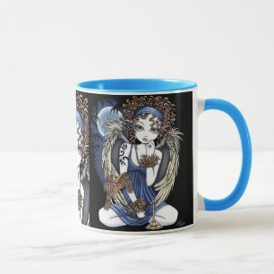 "Cordelia" Gothic Moon Oil Bird Angel Art Mok