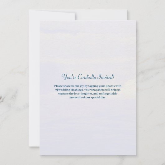 Cordial Paarse en Blauwe Waterverf Bloemenbruiloft Kaart (Achterkant)