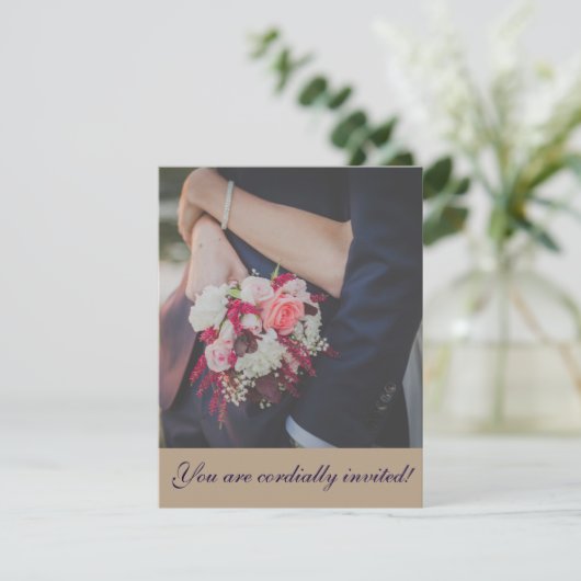 Cordially Invitation Simple Wedding Kaart (Staand voorkant)