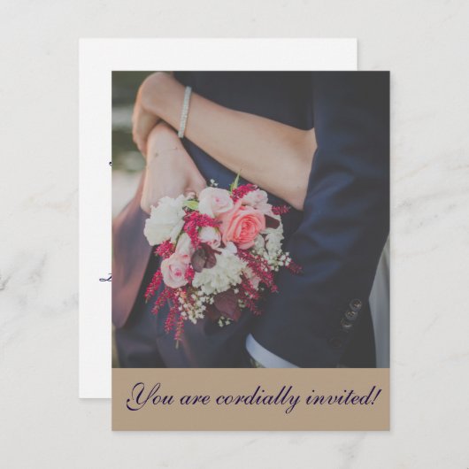 Cordially Invitation Simple Wedding Kaart (Voorkant / Achterkant)