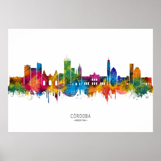 Córdoba Argentinië Skyline Poster (Voorkant)