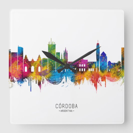 Córdoba Argentinië Skyline Vierkante Klok (Voorkant)