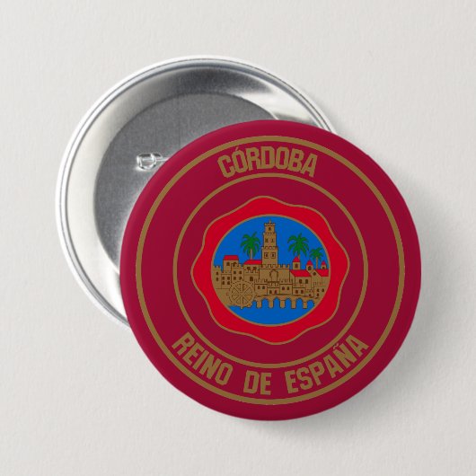 Córdoba Round Emblem Ronde Button 7,6 Cm (Voorkant /achterkant)