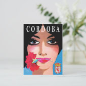 Cordoba, Spanje, gezicht van een mooie vrouw, bloe Briefkaart (Staand voorkant)