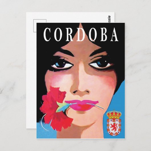 Cordoba, Spanje, gezicht van een mooie vrouw, bloe Briefkaart (Voorkant / Achterkant)