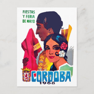 Córdoba, Spanje, stel op festival, vintage reis Briefkaart