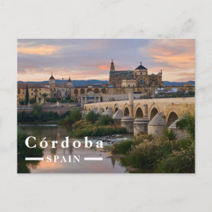 Córdoba Spanje Zonsondergang Romeinse Brug en Mezq Feestdagenkaart
