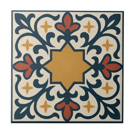 Cordoba Star – Classic Moorish Tile Design Tegeltje (Voorkant)