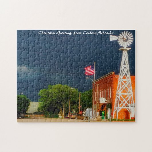 Cordova Nebraska. Kerstgroeten Jigzaag Puzzle Legpuzzel (Horizontaal)