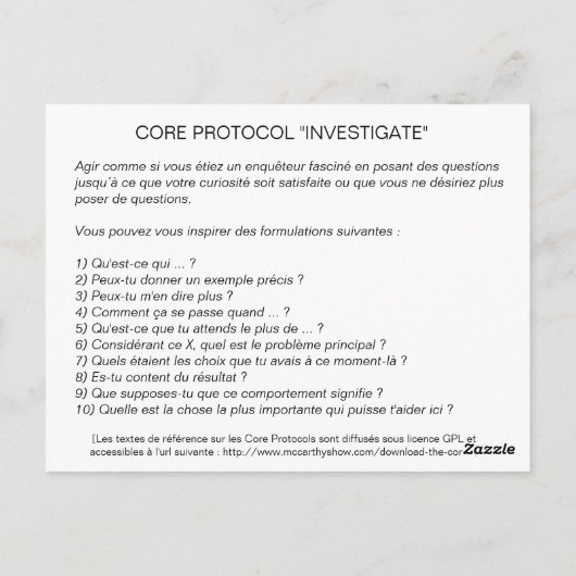 Core Protocol: Invesgate Briefkaart (Achterkant)