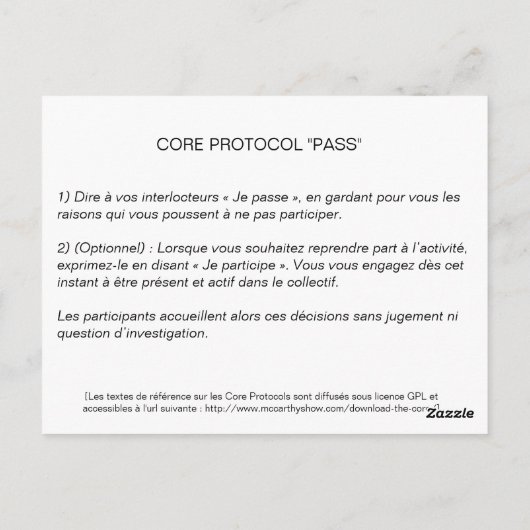 Core Protocol: Pass Briefkaart (Achterkant)