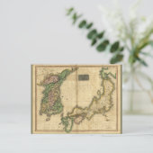 Corea (Korea) en Japan Map (1815) Briefkaart (Staand voorkant)