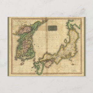 Corea (Korea) en Japan Map (1815) Briefkaart